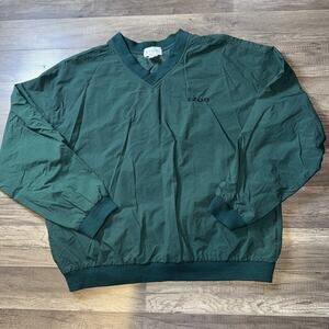 Vintage Izod Golf Pullover Jacket Men’s Large V Neck Green Teal Packable 90s